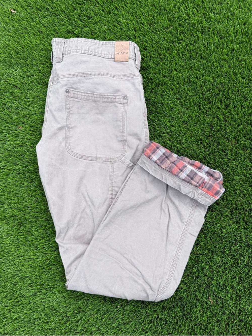 prAna Gray Flannel-Lined Bronson Pants